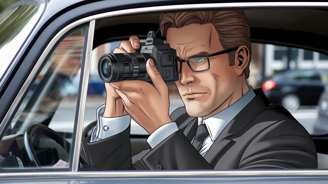 private detective at car surveillance; private investigator Dresden Germay, private detective Saxony Germany, private eye Chemnitz Germany, detective agency Zwickau Germany